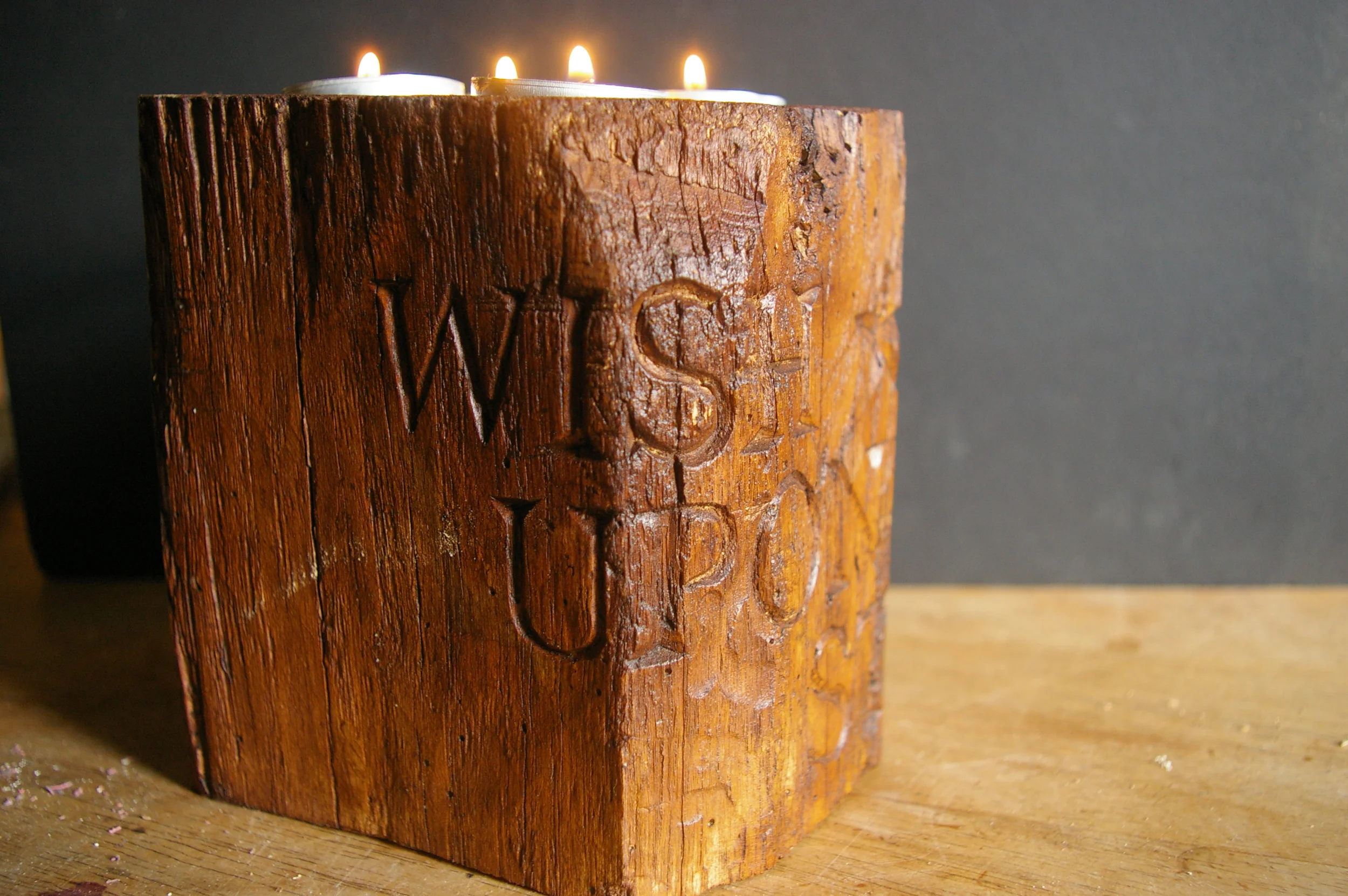 Chunky oak  tealight holder
