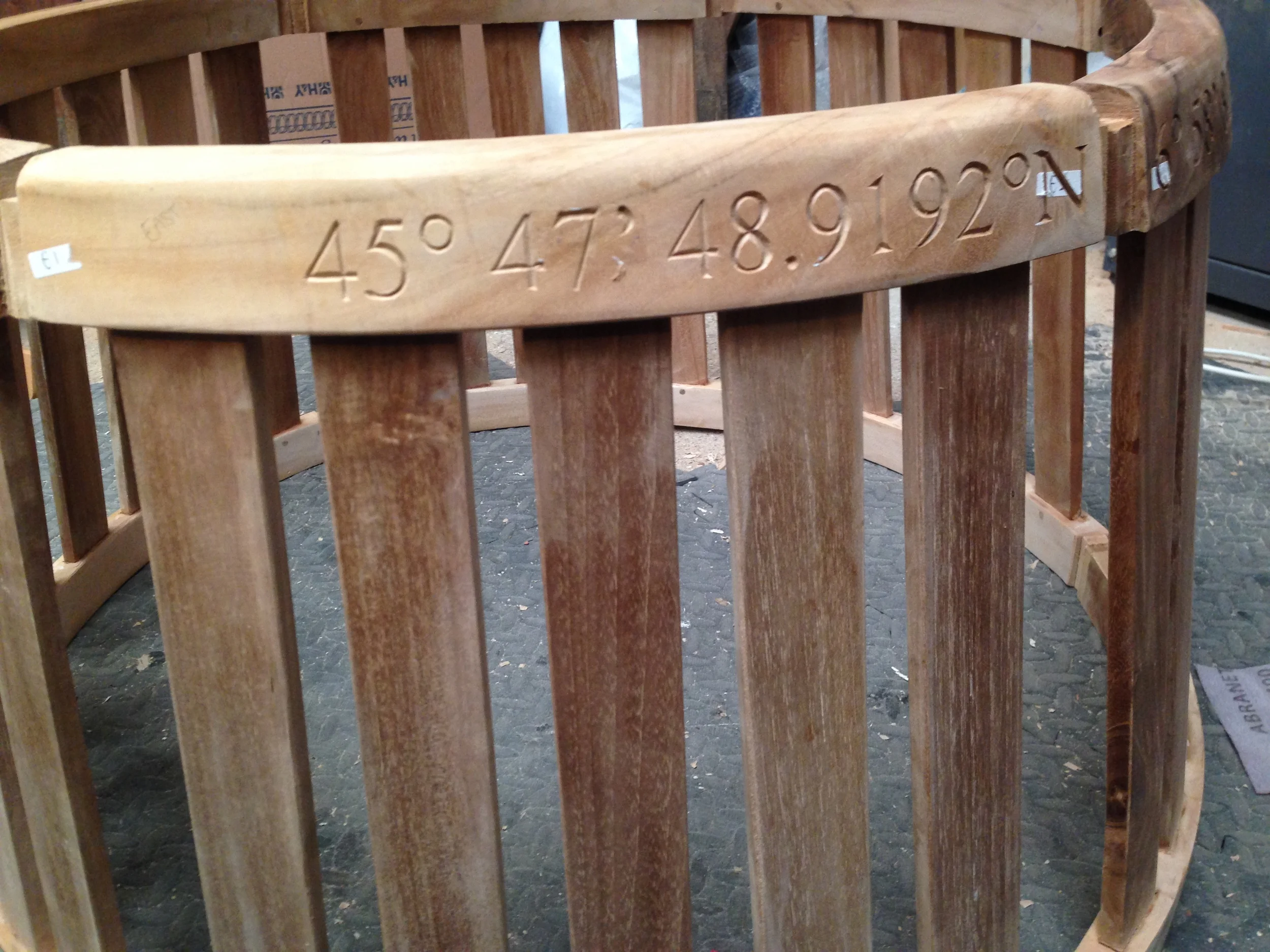 Carving circular tree bench