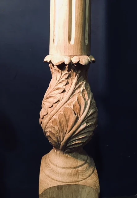 Oak newel post detail