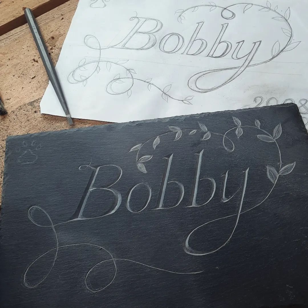 I usually spend Saturday morning catching up with work that I ran out of time for in the week. However this morning I've treated myself to a break from work and I've finally started on my memorial plaque for little Bobby. Still lots to do but it's ni