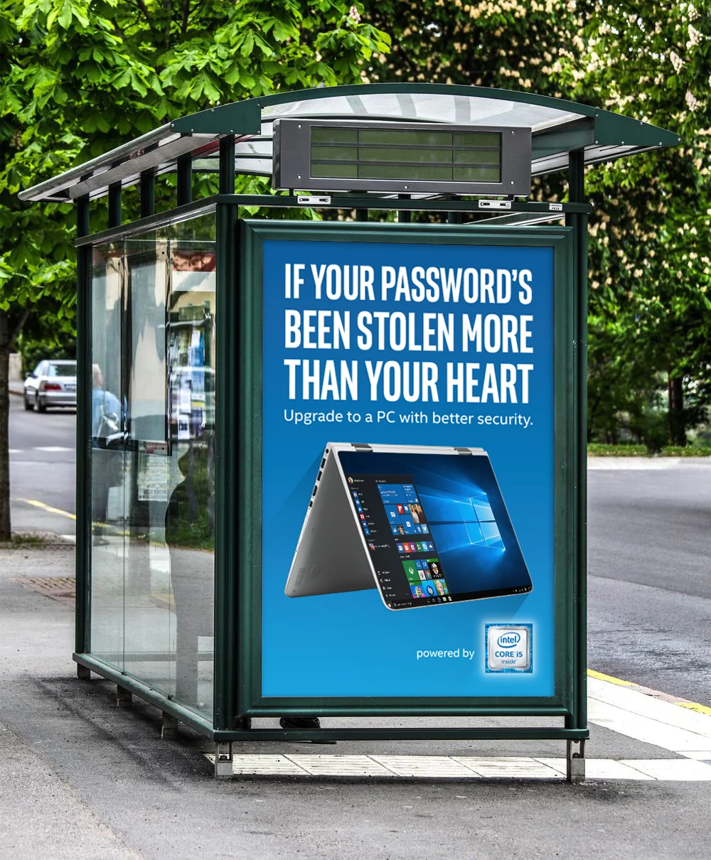 Bus stop with a blank billboard