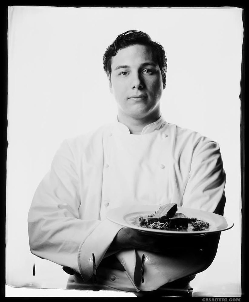 Chef Rocco DiSpirito from late 90&rsquo;s.. photographed in Union Pacific restaurant NYC, shot on b&amp;w slide film for rush quick turnaround.. notice clip marks at bottom #roccodispirito #portraitphotography #bw #nyc #portraitcelebrity #portrait