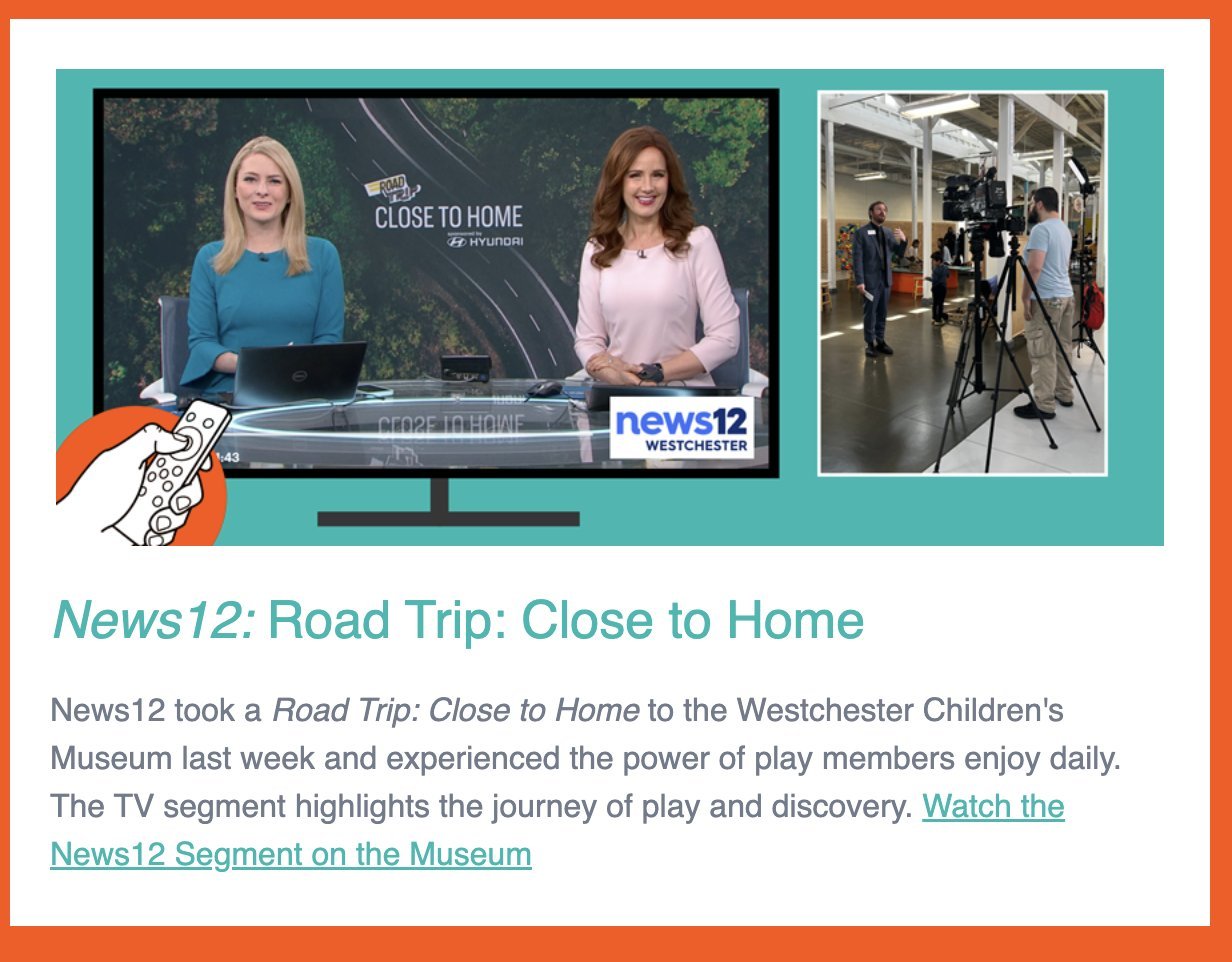 News12 took a Road Trip: Close to Home to the Westchester Children's Museum and experienced the power of play. The TV segment highlights the journey of play and discovery. Share this post with your friends and family so they can experience a taste of
