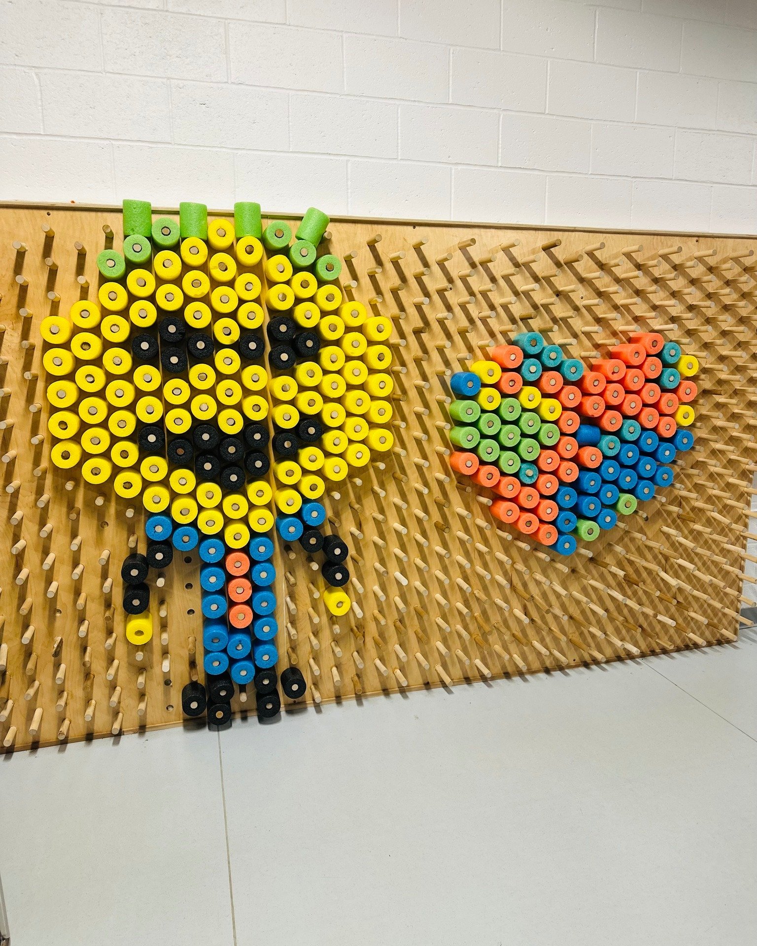 Exhibit Spotlight💡Have you checked out our Pool Noodle Pixel Wall??

🌈  A one-of-a-kind, pixelated collaborative mural spanning 48 feet with over 2500 pegs! A colorful, ever-changing exhibit where math, art, and collaboration meet. 

💙 Encourages 