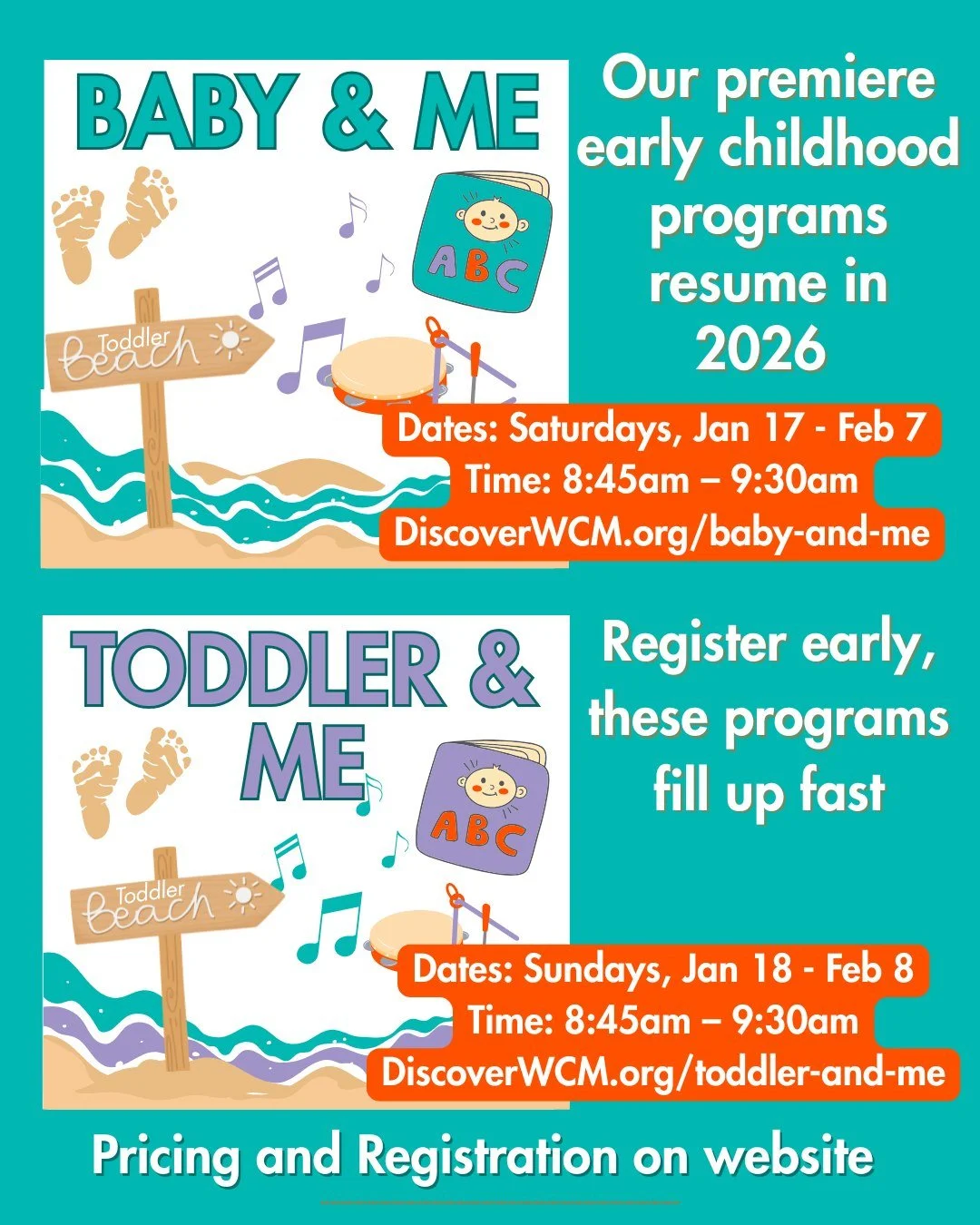 For more information &amp; registration visit the link in bio or see below 💫

💛Baby &amp; Me: https://www.discoverwcm.org/baby-and-me

⭐ Toddler &amp; Me: https://www.discoverwcm.org/toddler-me

All Classes are 8:45-9:30 before the museum opens

💛