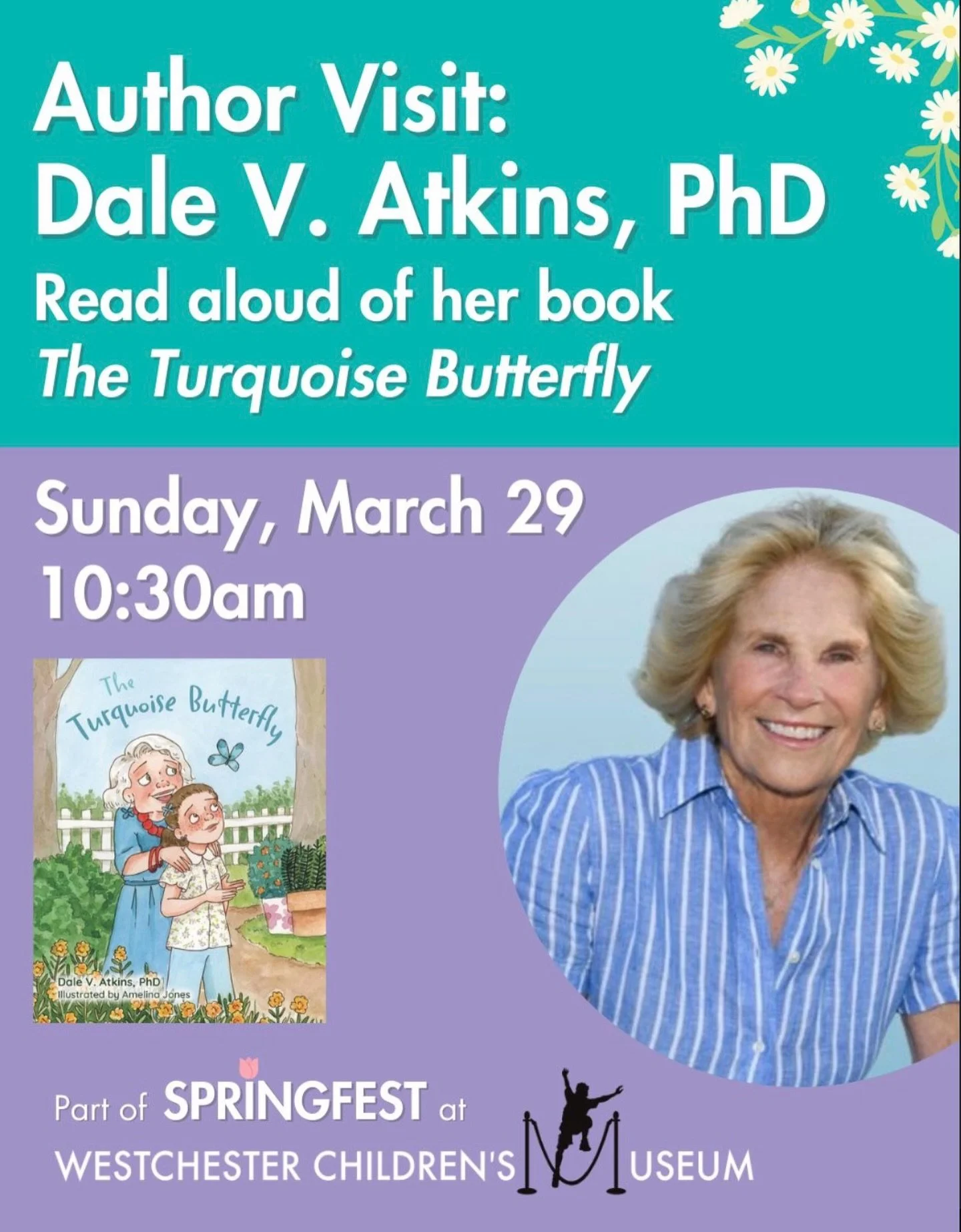 Join us this Sunday on March 29th @ 10:30am for a special story time with Author Dale V. Atkins 💐📚

#discoverwcm #westchesterfamily #westchesterkids #westchesteractivities