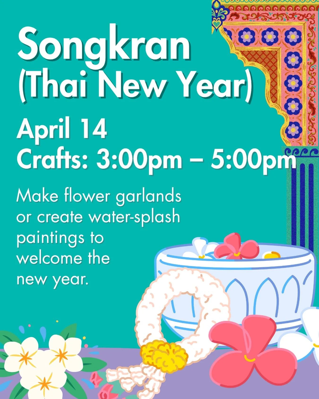 Splash into the New Year! 🌊✨ Sawasdee Pee Mai! Songkran is all about renewal, water blessings, and family &mdash; and we&rsquo;re bringing the joy and tradition to the Westchester Children&rsquo;s Museum.

🌸 Make vibrant flower garlands
🎨 Create w