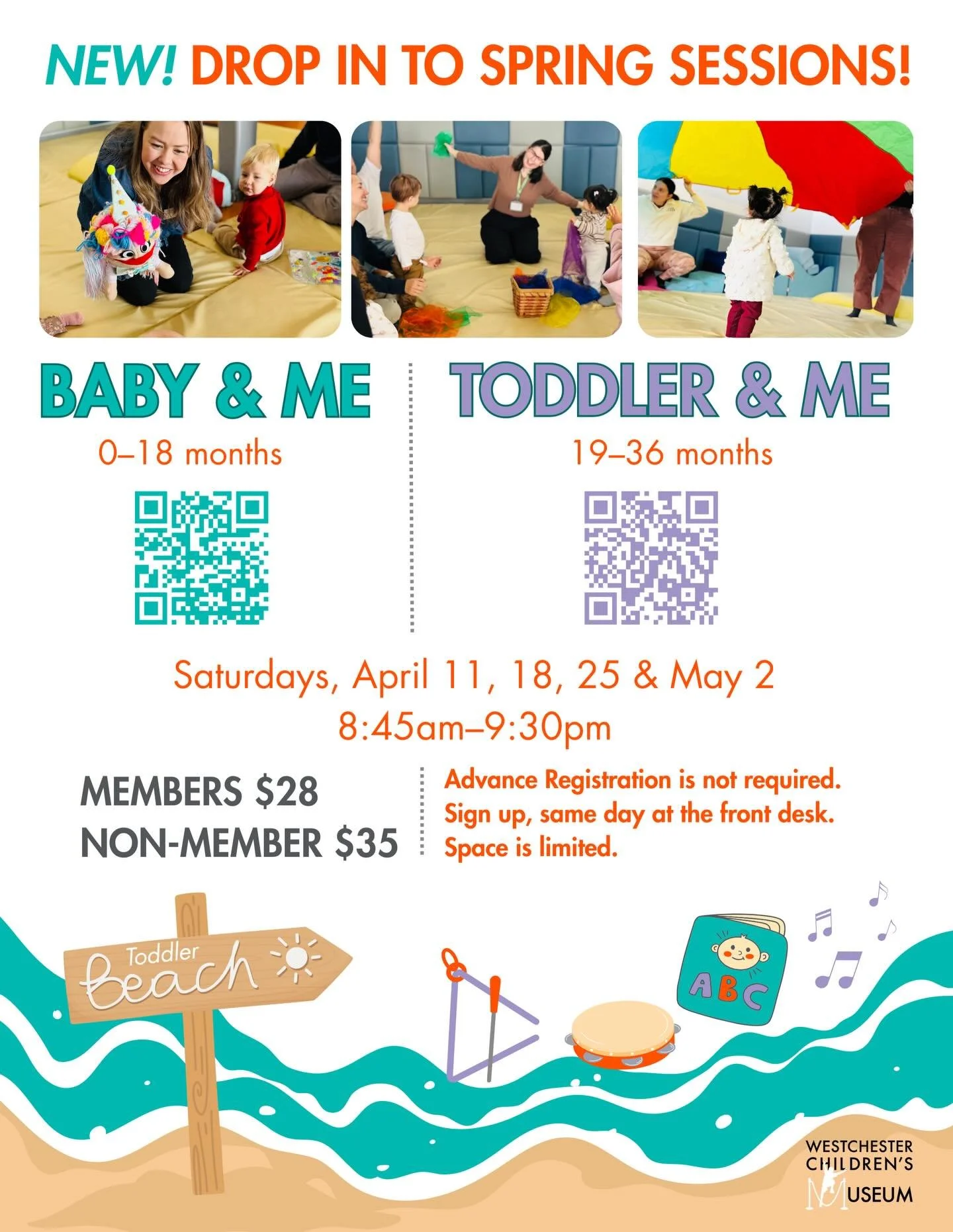 New Drop in Sessions for  Baby &amp; Me and Toddler &amp; Me programs☺️ ✨

Before, you had to register for a full 4-class session&mdash;but now we&rsquo;re offering drop-in classes!

That means you can come the same day and register right at the fron