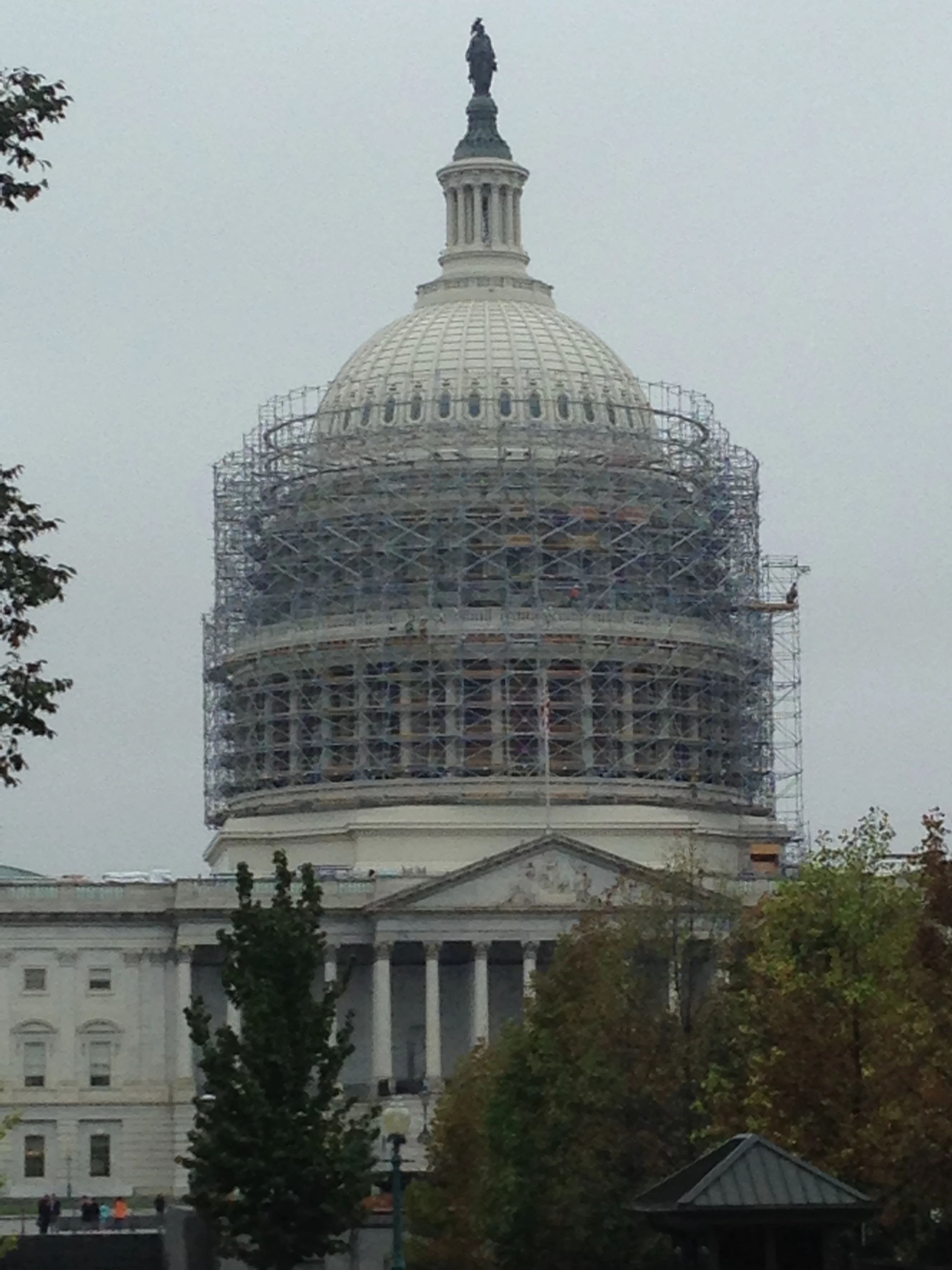  From the steps of the Library of Congress you can get a good look at the restoration work underway on the Capitol Dome.&nbsp; 