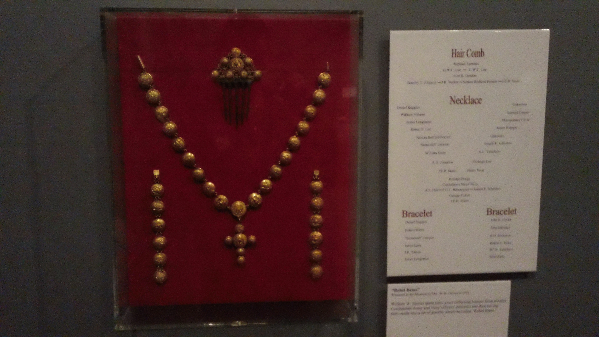  A necklace of uniform buttons assembled from famous Confederate generals.&nbsp; 