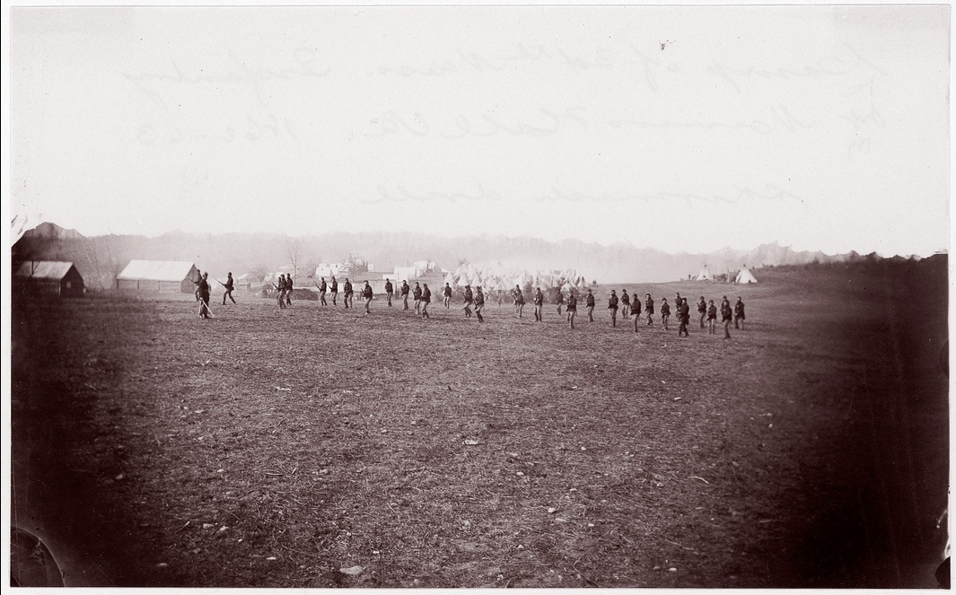 Soldiers of the 34th Massachusetts executing a bayonet drill. 