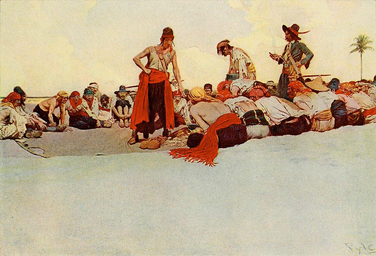 Pirates dividing their spoils. 