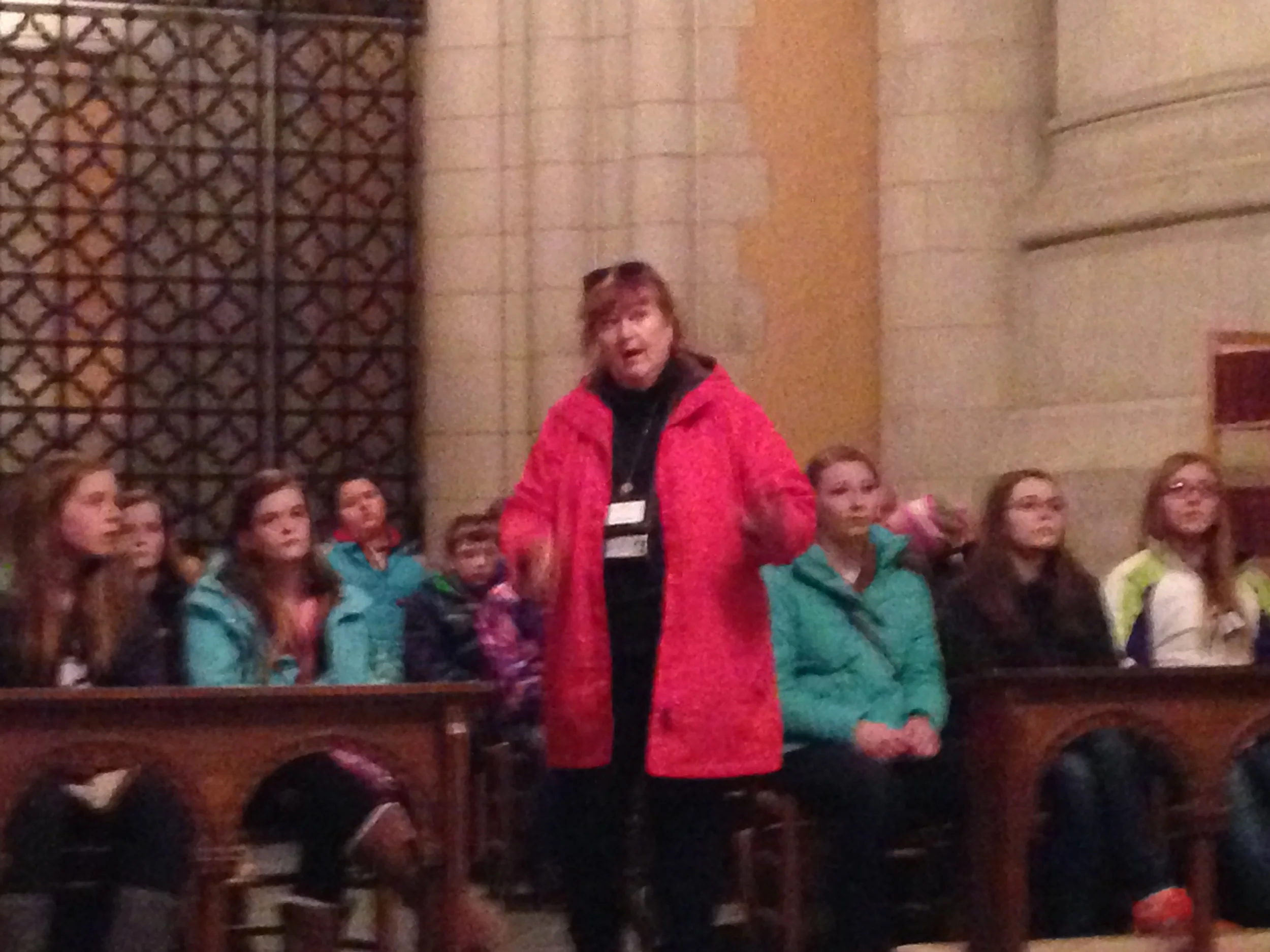 Heidi with the group inside St. Joseph's chapel.