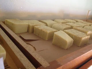 Honey Oatmeal Soap.... curing.