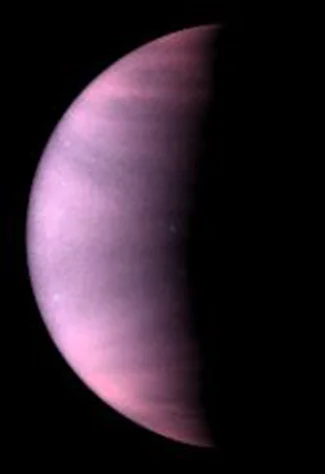 Clouds permanently obscure the surface of Venus. This ultraviolet-light image from NASA's Hubble Space Telescope uses false color to enhance the cloud features. (Image: Courtesy NASA/JPL)