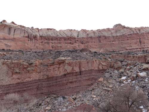 Scientists estimate that the geological processes that created the sandstone layers seen at Capitol Reef National Park in Utah spanned 200 million years; Torrey, UT (Image by Alex Demas, December 26, 2014; courtesy U.S. Geological Survey.)