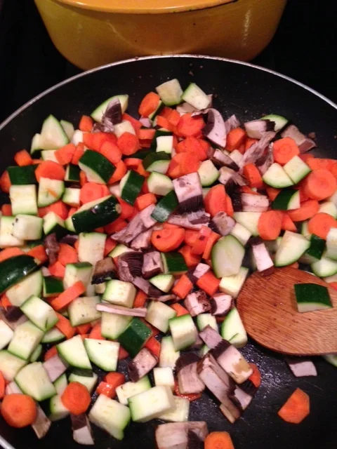 Go for about 2-3 cups. Remember this is a hefty dish!