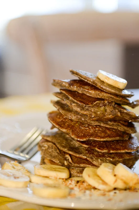 Gluten-free Banana Coconut Protein Pancakes!