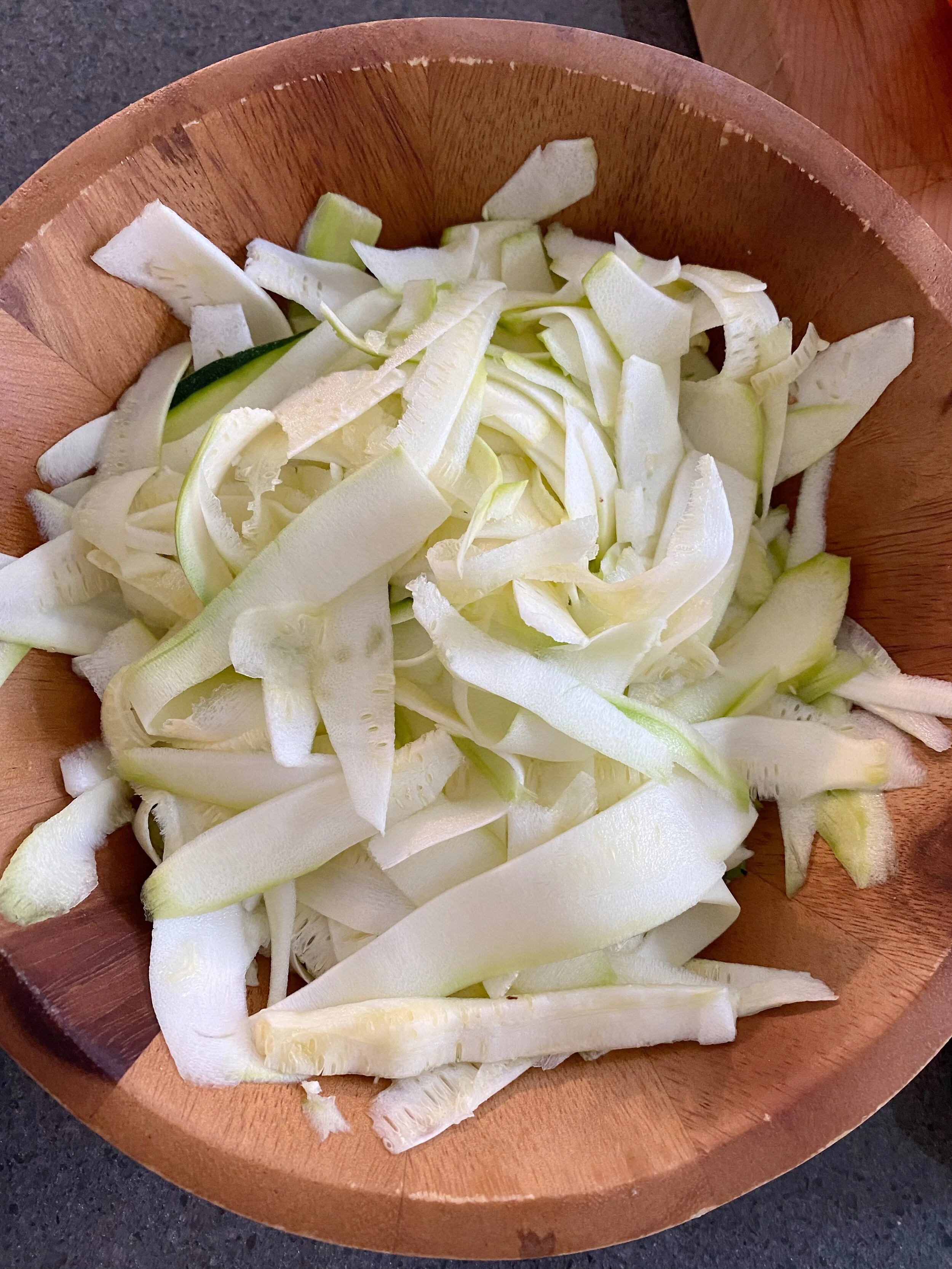 3 medium zucchini peeled to look like noodles.