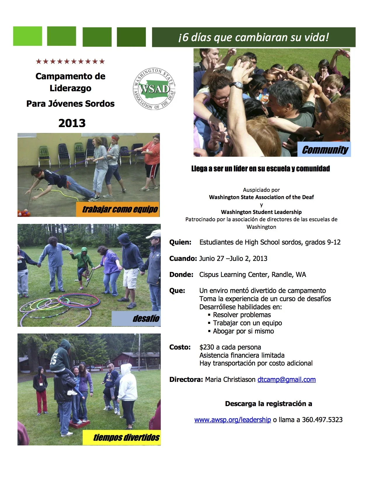 Auspiciado por Washington State Association of the Deaf y Washington Student Leadership