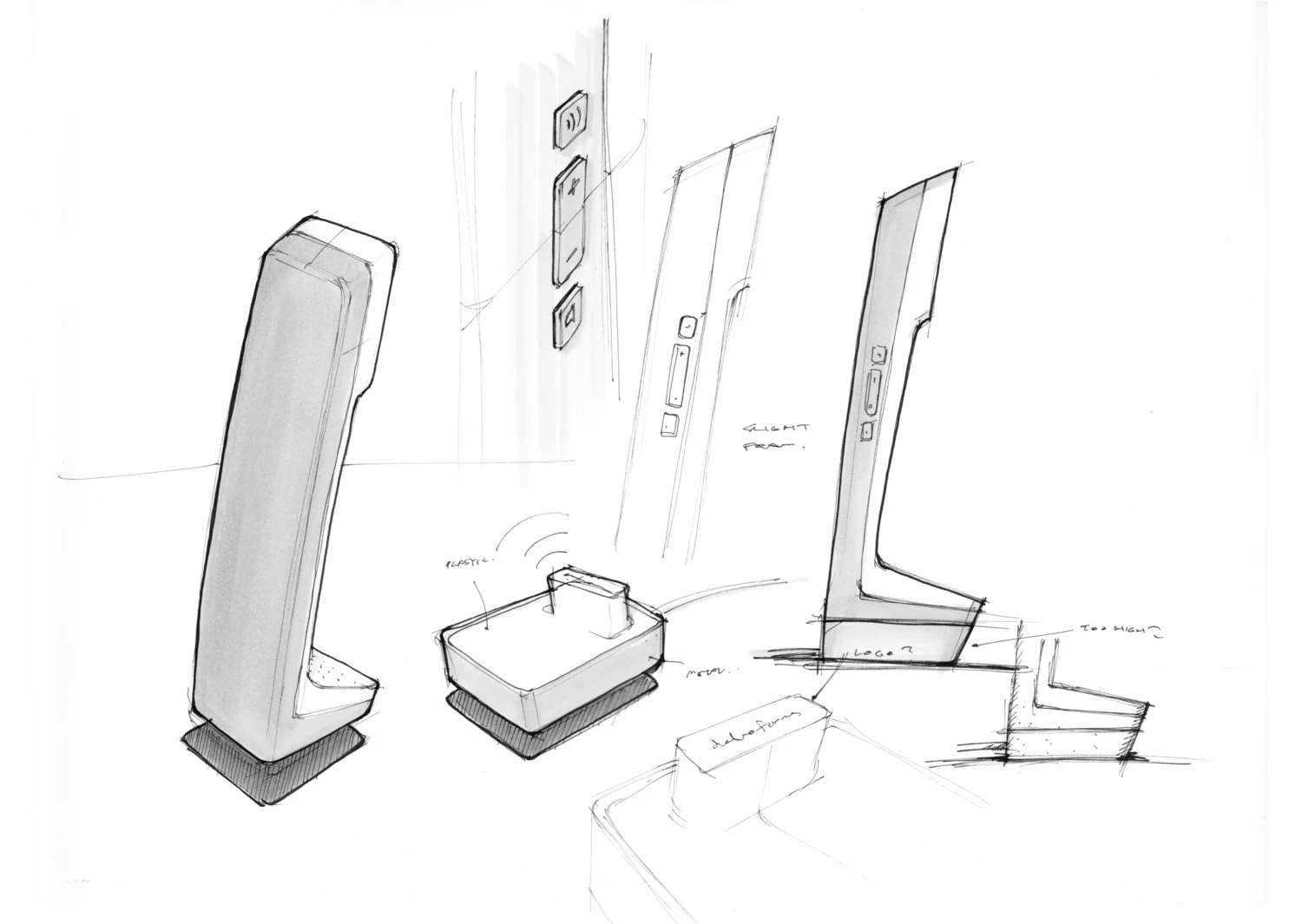 L7 telephone design concept sketch by Kiwi & Pom.