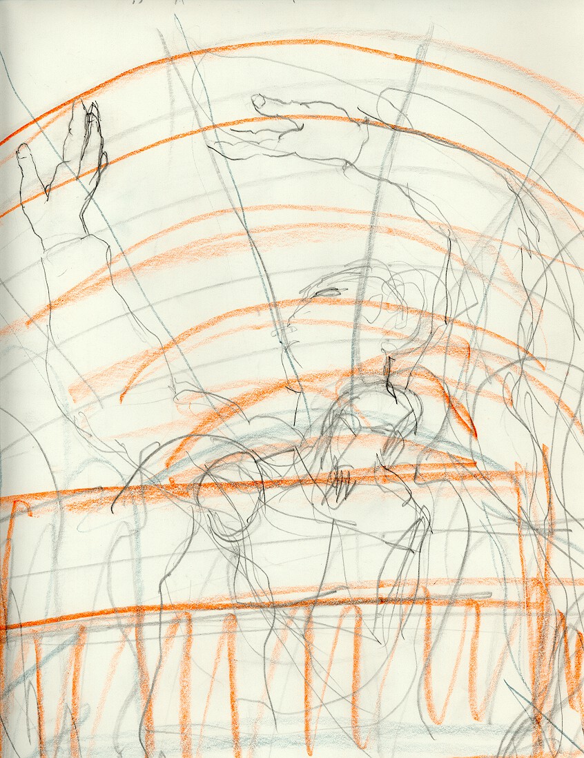 Sistine Chapel-Michelangelo 3 Pencil. God separates Dark and Light 1. colored.jpg