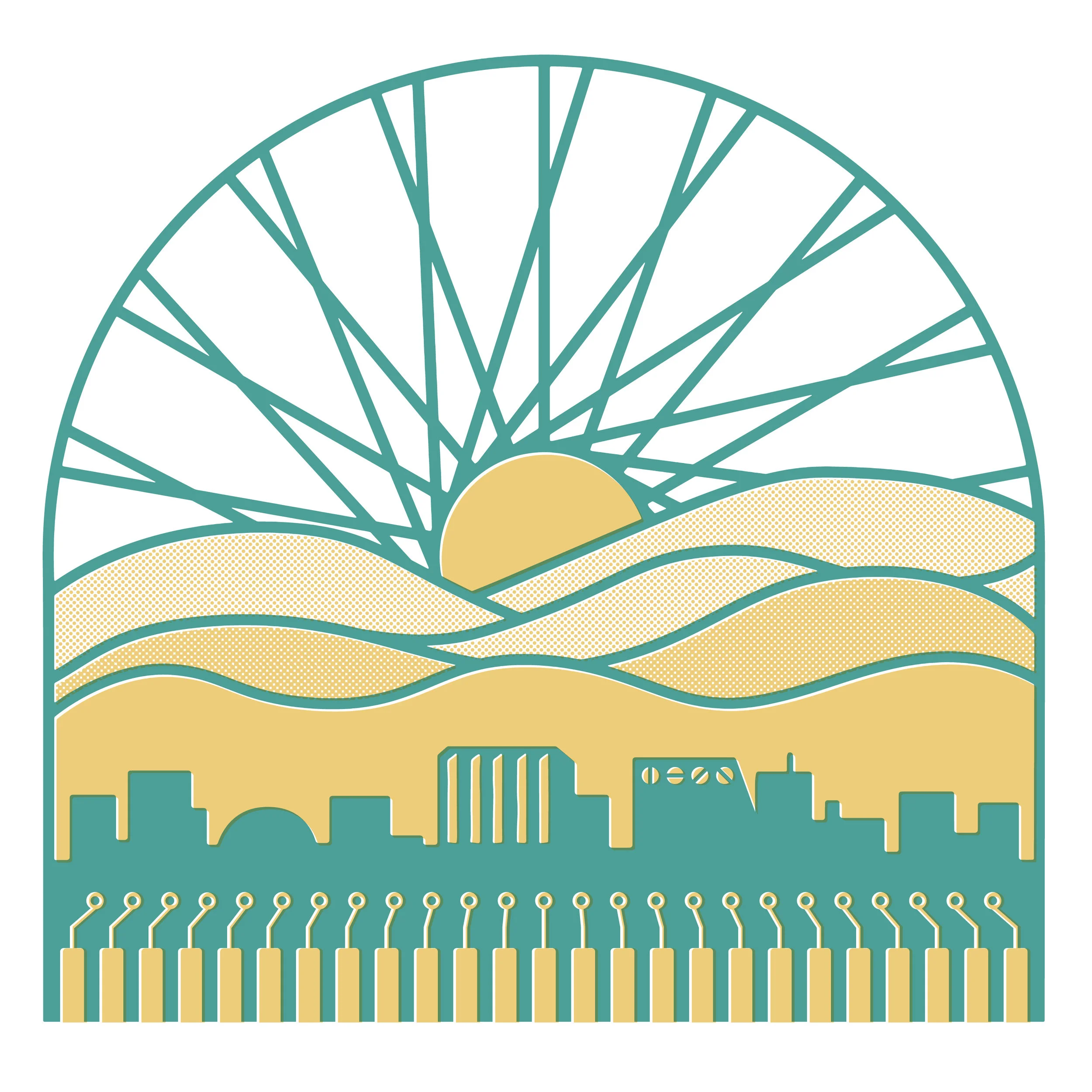this is the design i submitted. it represents the city's golden hills, bicycle culture and connection with technology.
