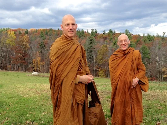 Ajahn Jayanto and Tan Caganando on the property in Temple, NH