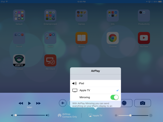 Quick access AirPlay mirroring by swiping up from the bottom of your screen at any time.