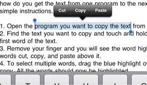 Cut copy and paste carries from app to app