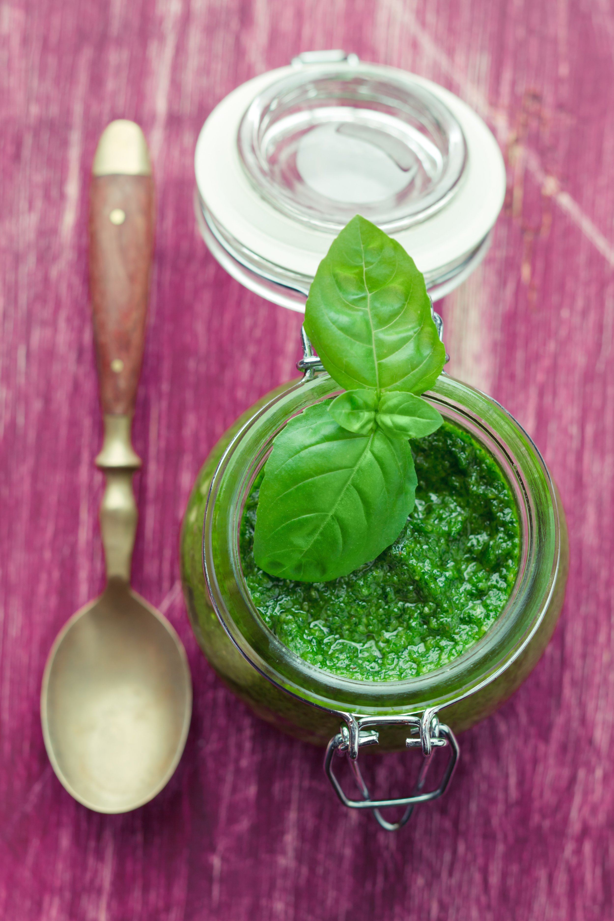 Pesto in glass jar
