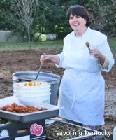 Ouita Michel, Holly Hill Inn owner, cooking outdoors