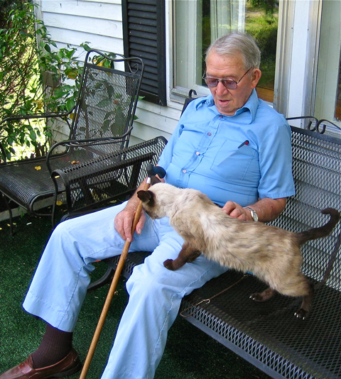 Lisle V. Roberts, age 93, on his front porch in beautiful Wayne County, Kentucky