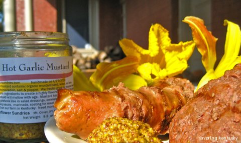 Sunflower Sundries Hot Garlic Mustard, with Kentucky grilled meats