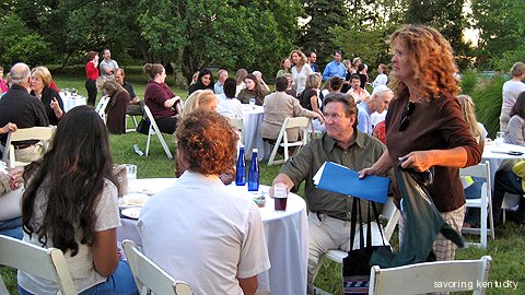Outdoor harvest meal, Slow Food Bluegrass at Waldeck Farm, Crestwood, Kentucky, 2007
