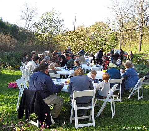 Outdoor eating at Three Springs Farm, Kentucky, 2009