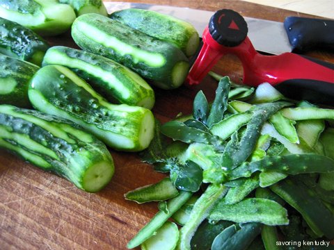 Cleary Hill Farm Cucumbers, peeled, with peeler and knife, Kentucky