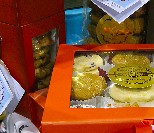 Preview of beautiful holiday cookie gift boxes from Midway School Bakery