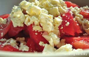 Summer Feta Salad, Kentucky Heirloom Tomatoes