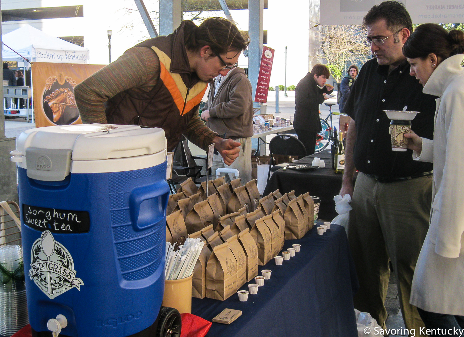 Jacob Gahn of Lincoln County offers Sweetgrass Granola , sweetened with "sorghum syrup and wildflower honey produced from the regional grasses of Kentucky." And check out the sorghum-sweetened tea!