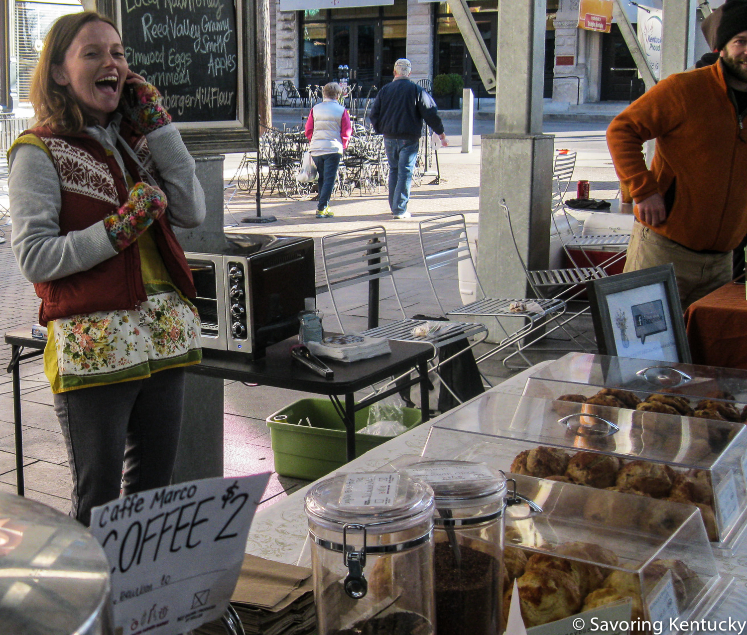 Haley Lawson of Lexington's Wildflour Scones & Tea brought beautiful pastries to the indoor winter market virtually every Saturday. Haley's scones showcase fine Kentucky products like Reed Valley Orchard apples and Bev and Nick Nickels's premium local honey.