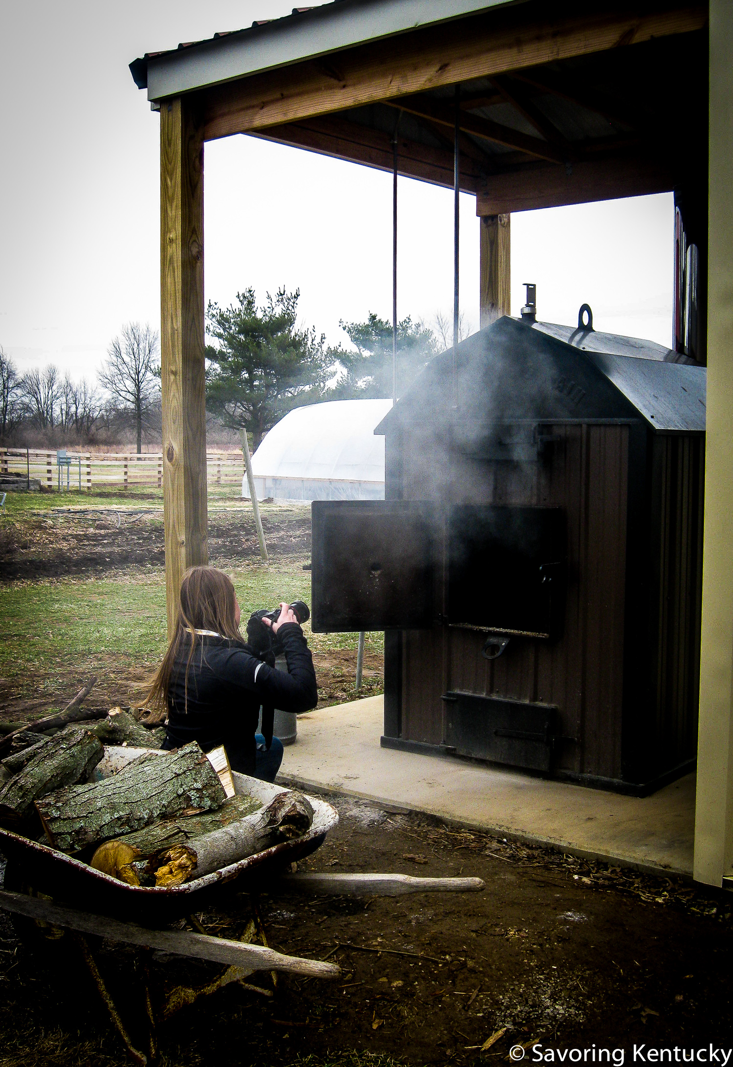This wood-fired furnace at Henkle's Herbs & Heirlooms in Nicholasville heats a greenhouse.