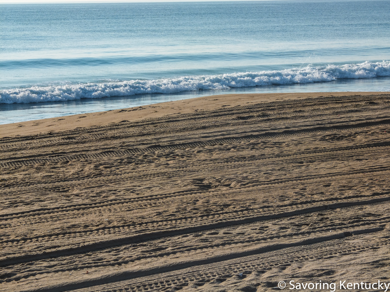 The Atlantic coast of the United States, at Salisbury Beach, Massachusetts. See below for ocean in motion.