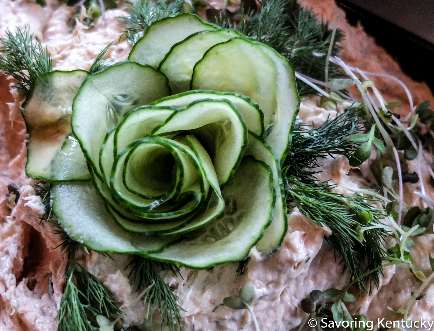 The event featured Kentucky-centric food from each restaurant as fresh, inventive and interesting as this cucumber rose.