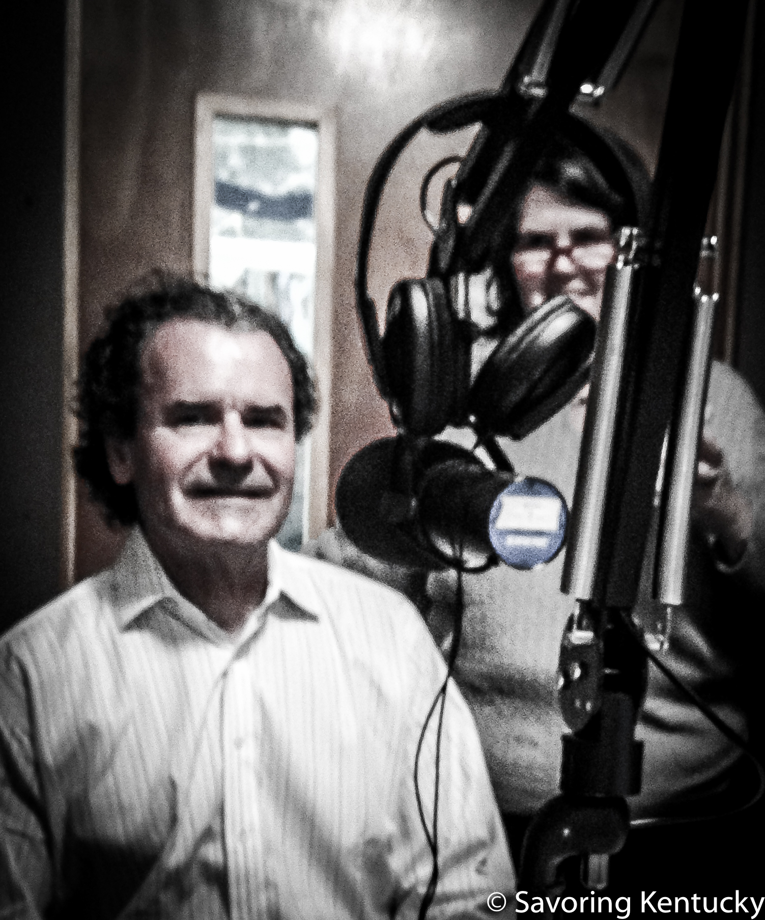 Mark Newberry, left, and Ouita Michel at Lexington Community Radio's studio, March, 2016