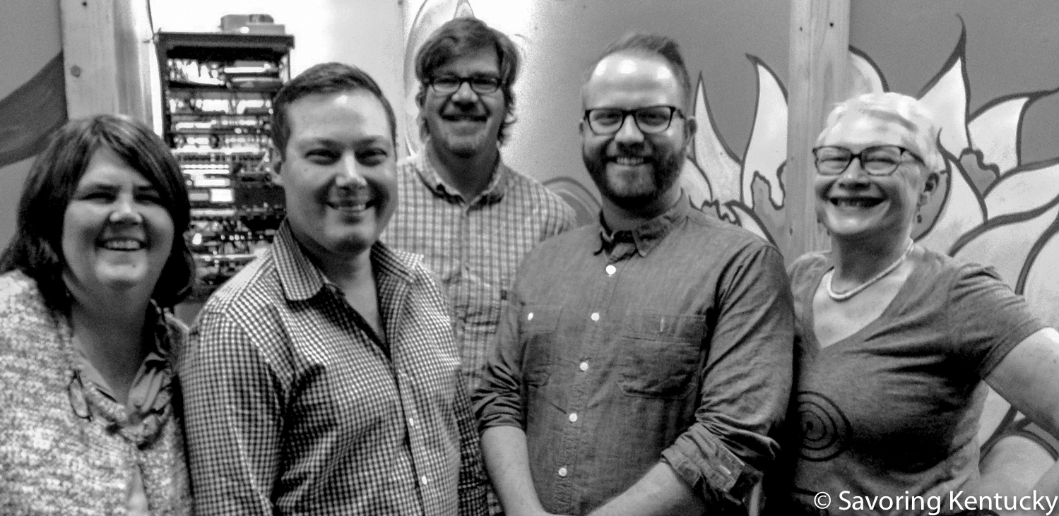From left, Chef Ouita Michel, Chef Mike Wajda, Chef Chris Michel, Chef Jonathan Searle, and non-chef Rona Roberts