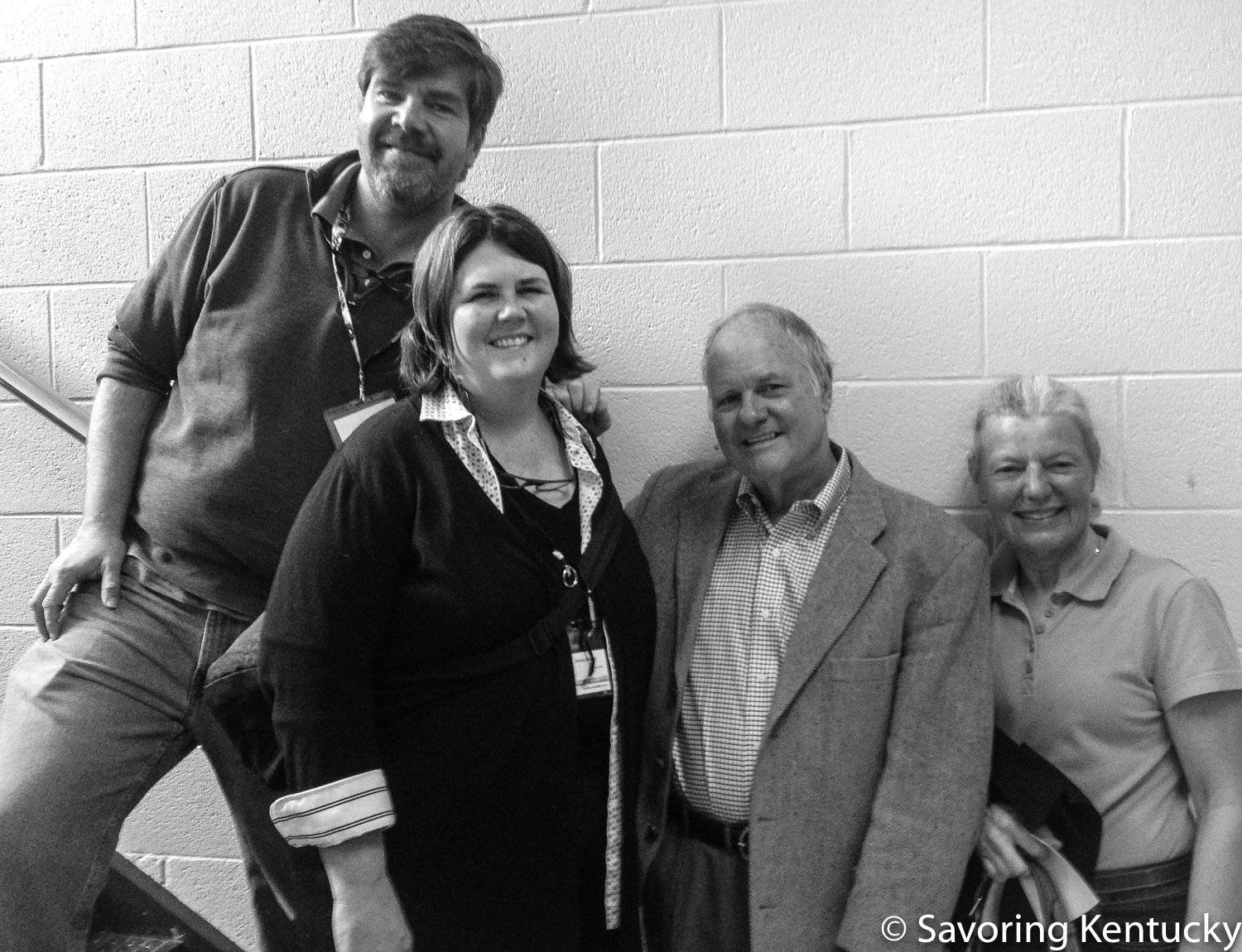 For our latest show , Cathy and Harkey Edwards of Harkness Edwards Vineyards described the trials and triumphs of learning to grow great wine grapes in Kentucky and then "not mess them up" when making great wine. From left, Chris Michel, Ouita Michel, Harkey Edwards, Cathy Edwards.