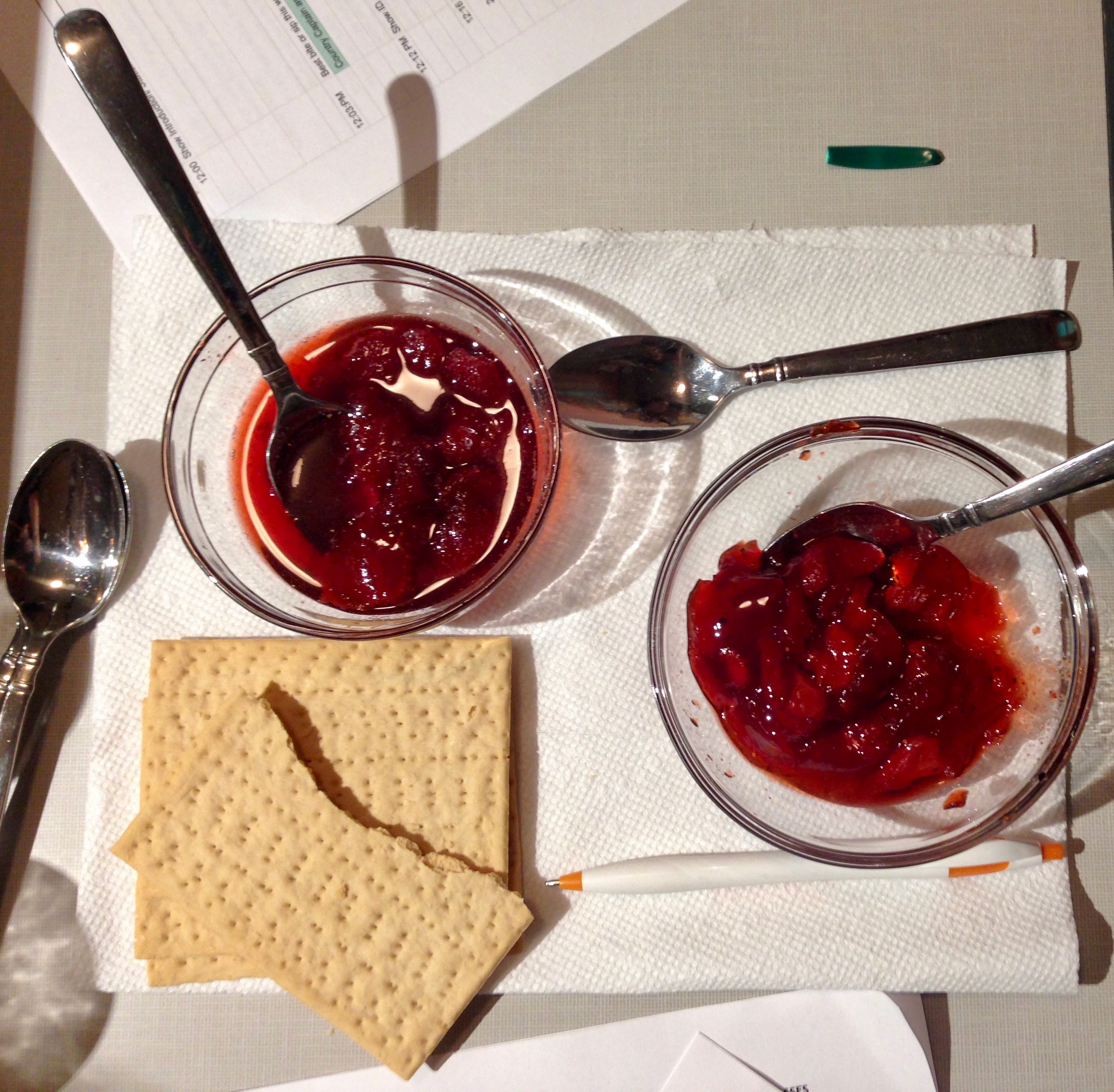 Tasting traditional Strawberry Preserves and Strawberry Balsamic Black Pepper Jam in the studios at WLXU-LP FM, 93.9, Lexington Community Radio .