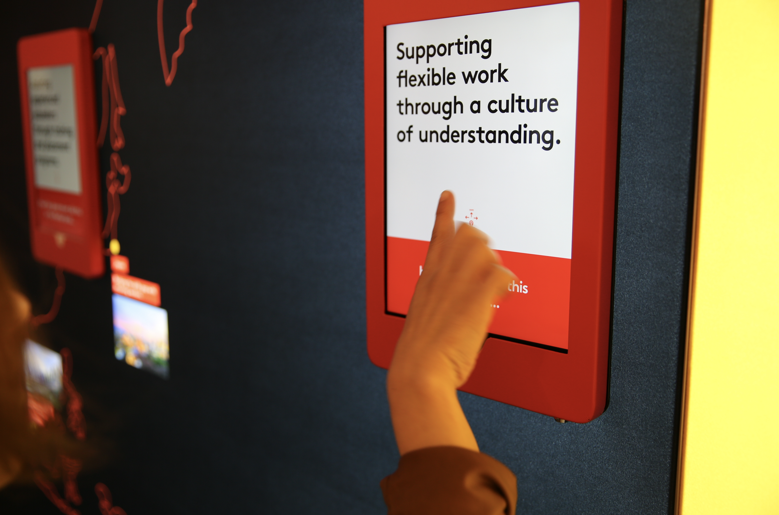 The wall included iPads with deeper levels of content.