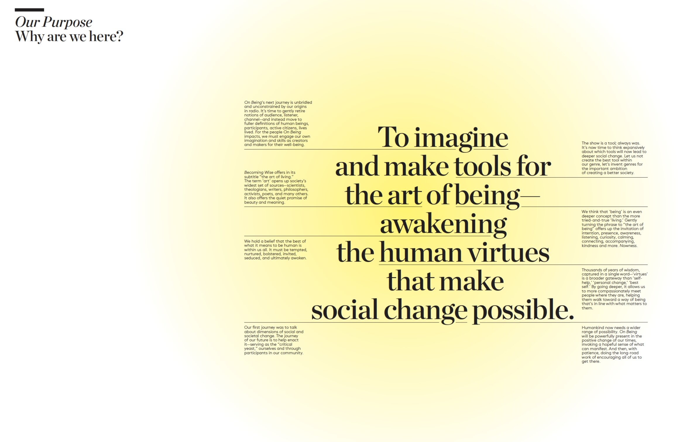 The poster spreads detailing the preferred purpose.